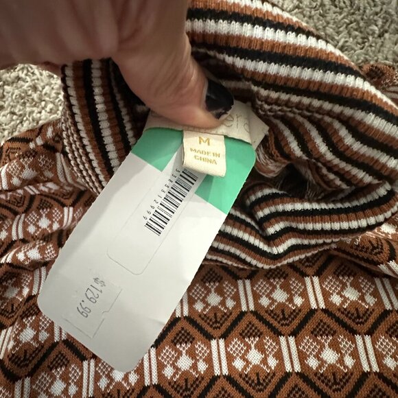 NWT etcetera Turtleneck Sz M Brown Black White Sweater A283 - Picture 6 of 7